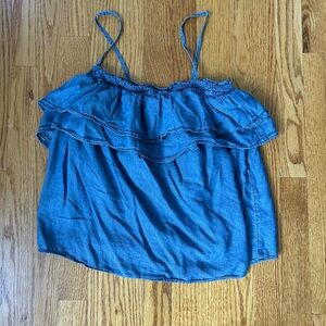 LOFT Blue Ruffled Camisole Top